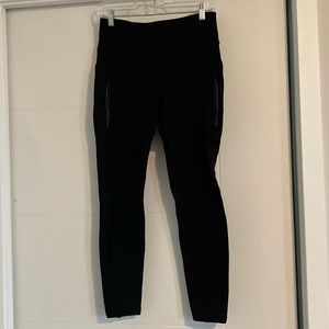 Athleta Black Fleece Lined Leggings/Tights with Zip Pockets. Size M